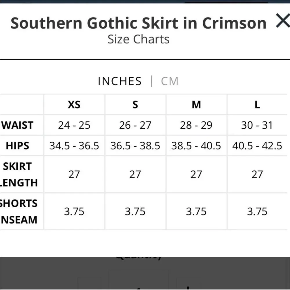 La Femme en Noir Southern Gothic SET with Top and Skirt in Crimson Red - XS